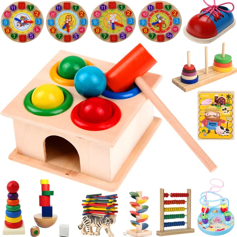 Brinquedo educacional para bebês, bola de madeira, caixa de martelo, diversão para crianças, jogo de hamster, aprendizagem precoce, quebra-cabeças montessori, aniversário de crianças
