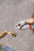 Pôster Mão Retrô de Deus e Adão Engraçado Pintura em Tela Cartaz Para Banheiro