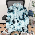 Camisa japonesa Retrô com Flores e Pintura a Óleo