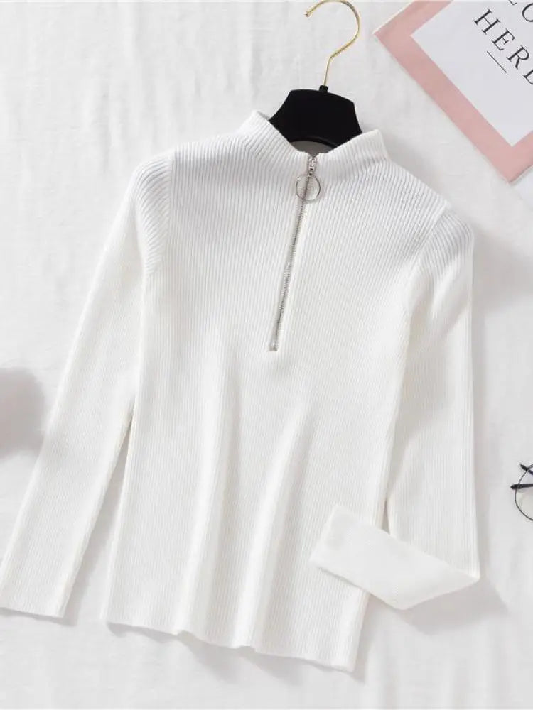 Blusa Gola Alta com Zíper Chic Pullovers