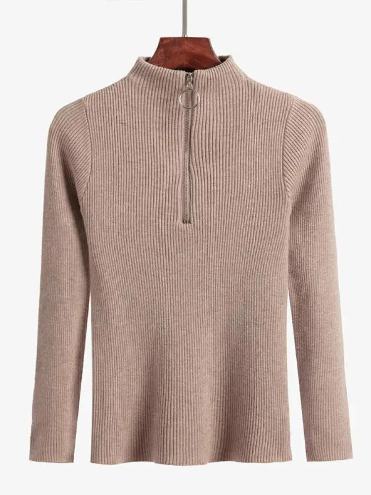 Blusa Gola Alta com Zíper Chic Pullovers