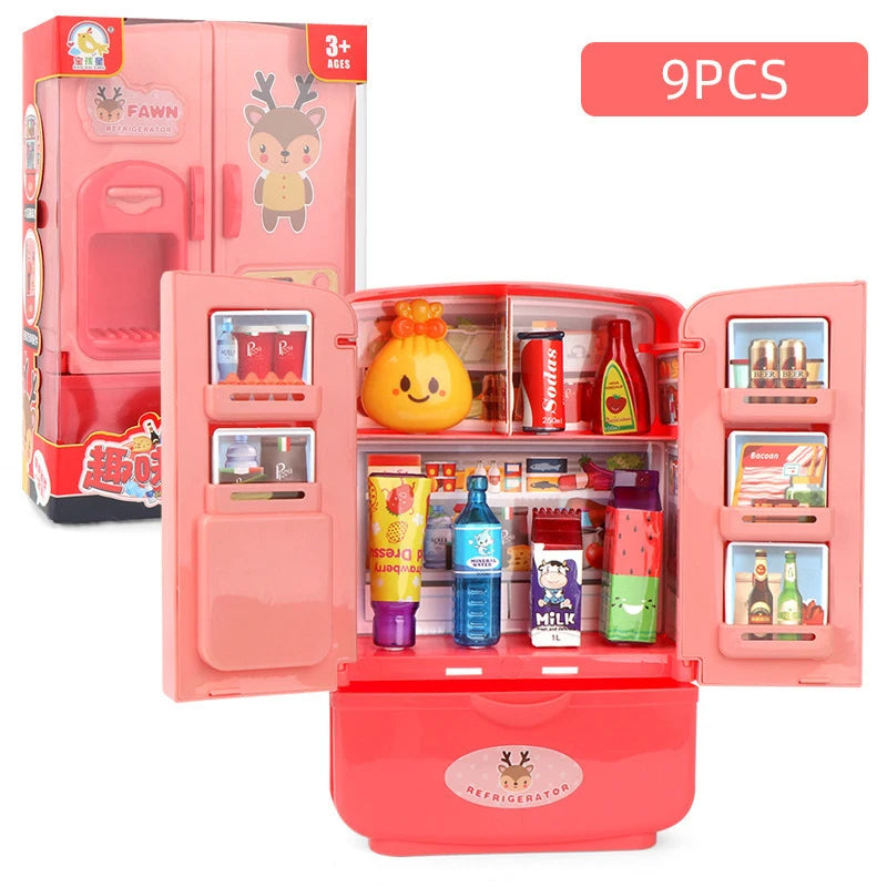 Brinquedo móveis de geladeira cozinha miniaturas