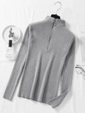 Blusa Gola Alta com Zíper Chic Pullovers