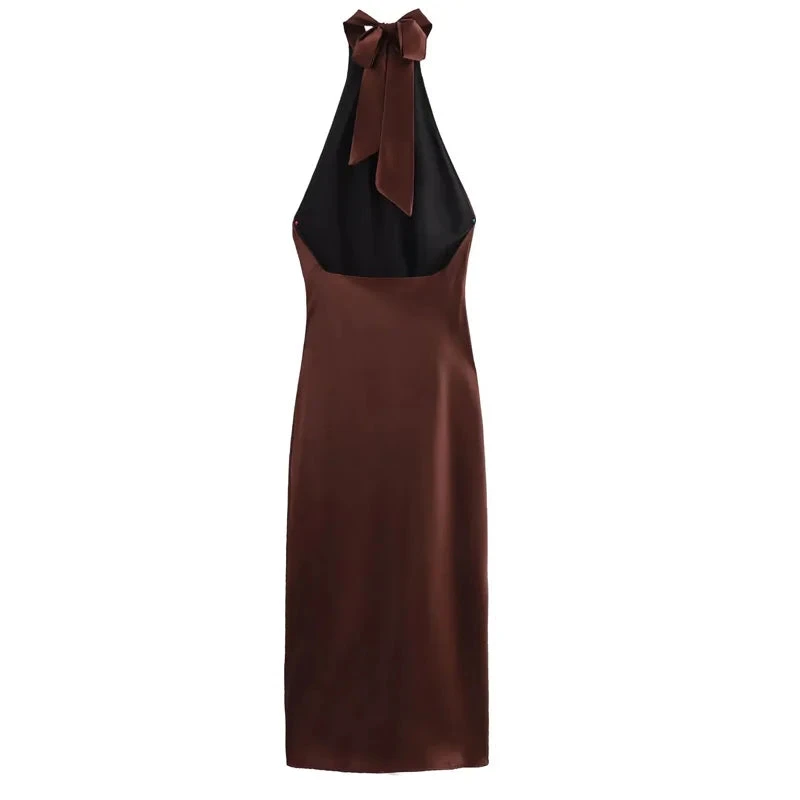 Vestido Cetim Longo Costa Nua Caffé